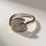 Pave leaf Sterling Silver ring