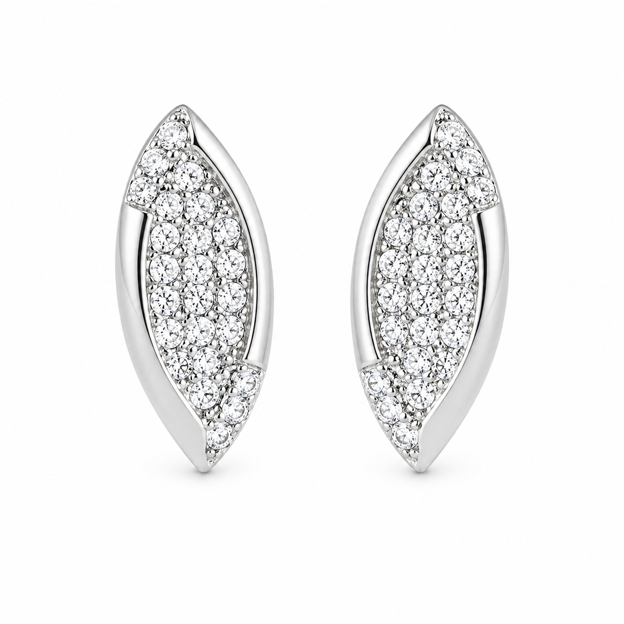 Crystal Leaf Earrings - Sterling Silver