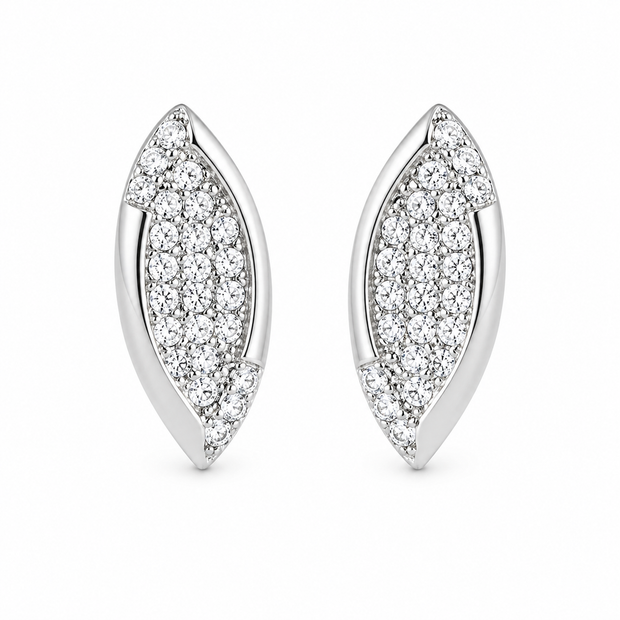 Crystal Leaf Earrings - Sterling Silver