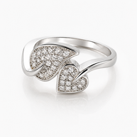 Pave Leaf Ring - Sterling Silver