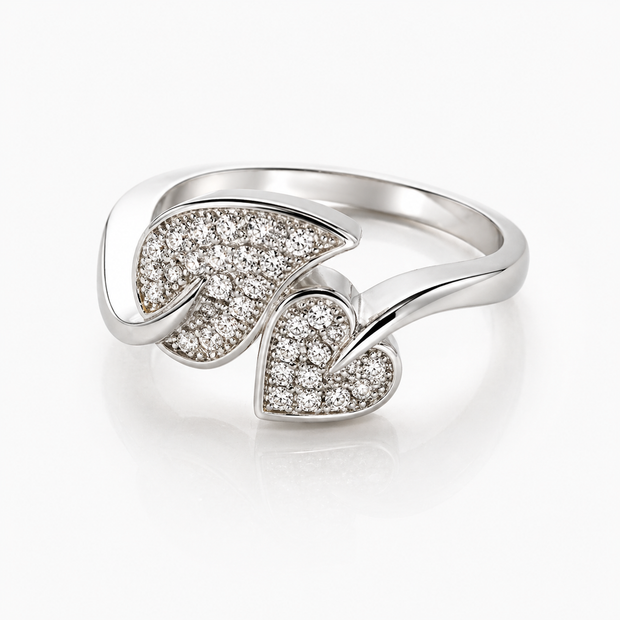 Pave Leaf Ring - Sterling Silver
