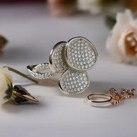 Pave flower ring