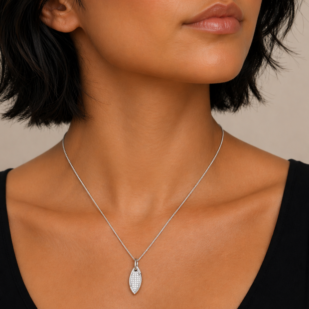 Crystal leaf pendant - Sterling Silver