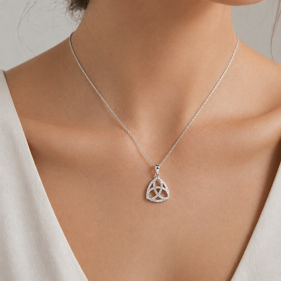 Crystal Celtic Pendant - Sterling Siilver