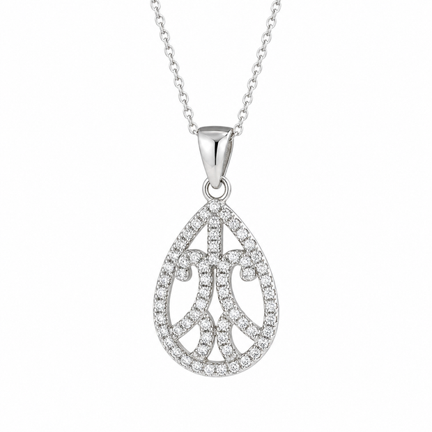 Teardrop crystal pendant - Sterling Silver