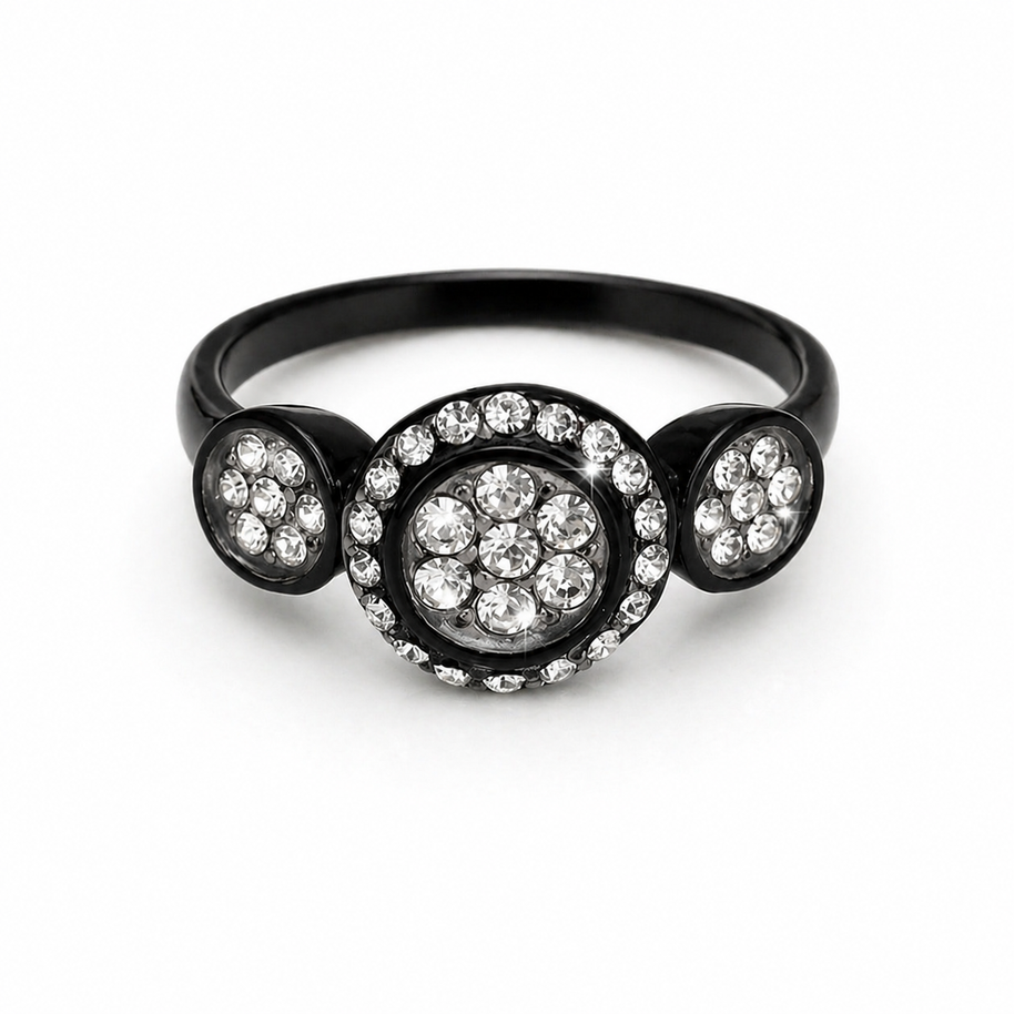 Rebecca Ring - Crystal Set Black Ion Plated Stainless Steel