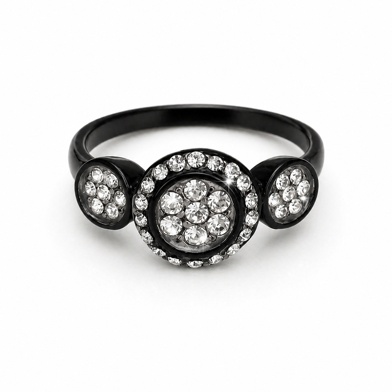 Rebecca Ring - Crystal Set Black Ion Plated Stainless Steel