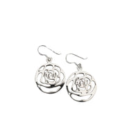 Sterling Silver Rose Drop Earrings