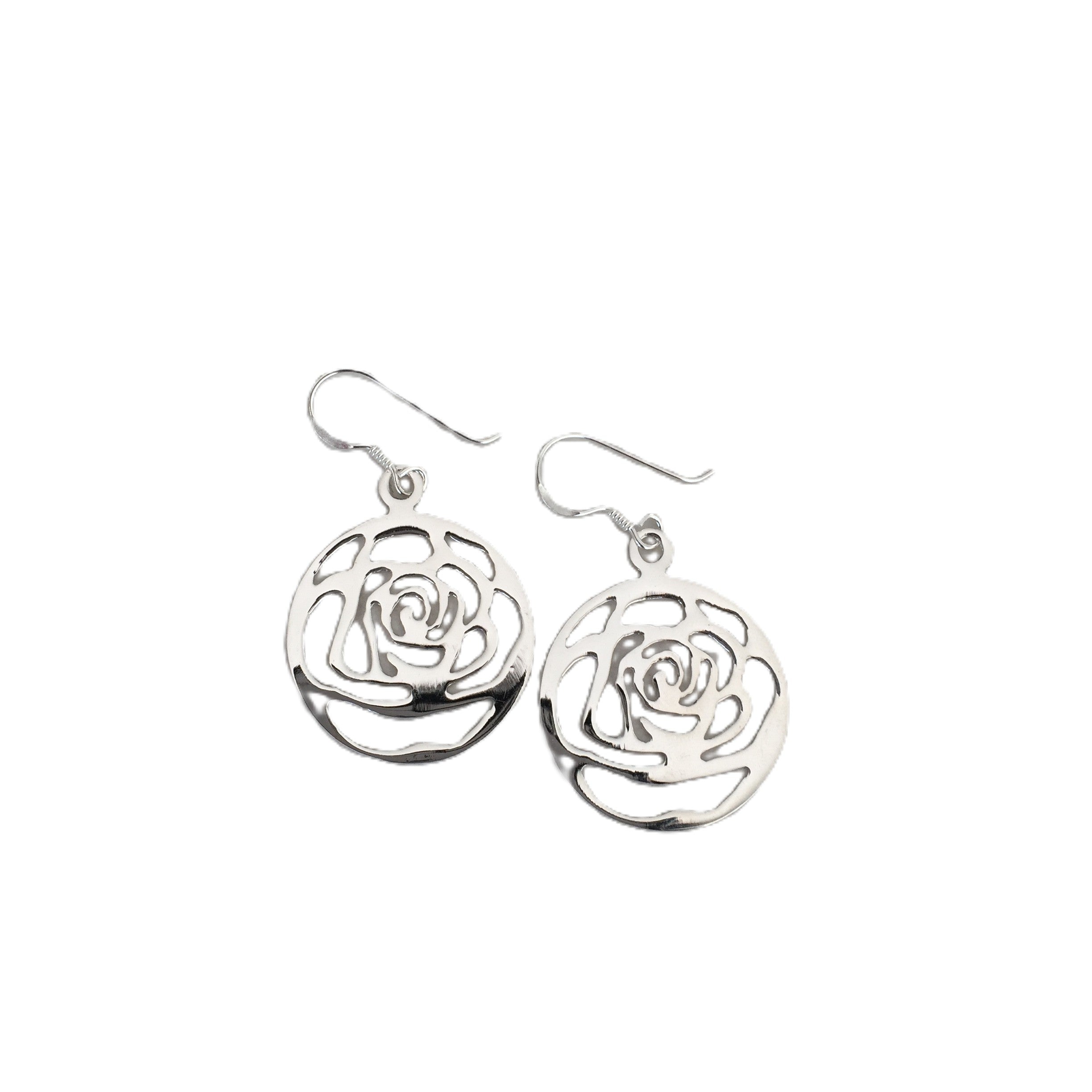 Sterling Silver Rose Drop Earrings