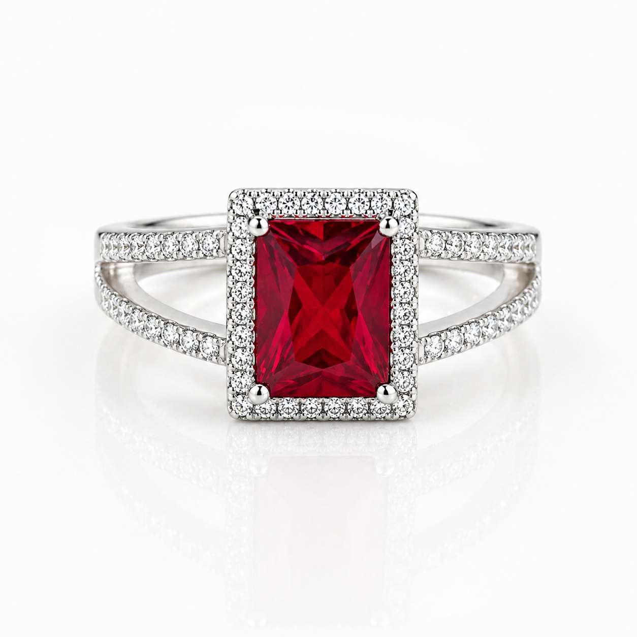 Regal Red CZ Ring - Sterling Silver