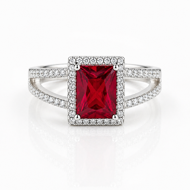 Regal Red CZ Ring - Sterling Silver