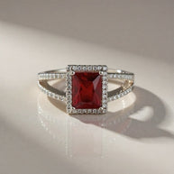 Regal Red CZ Sterling Silver Ring