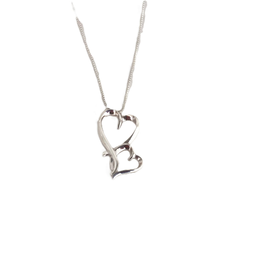 Sterling Silver Twin Heart Pendant Necklace