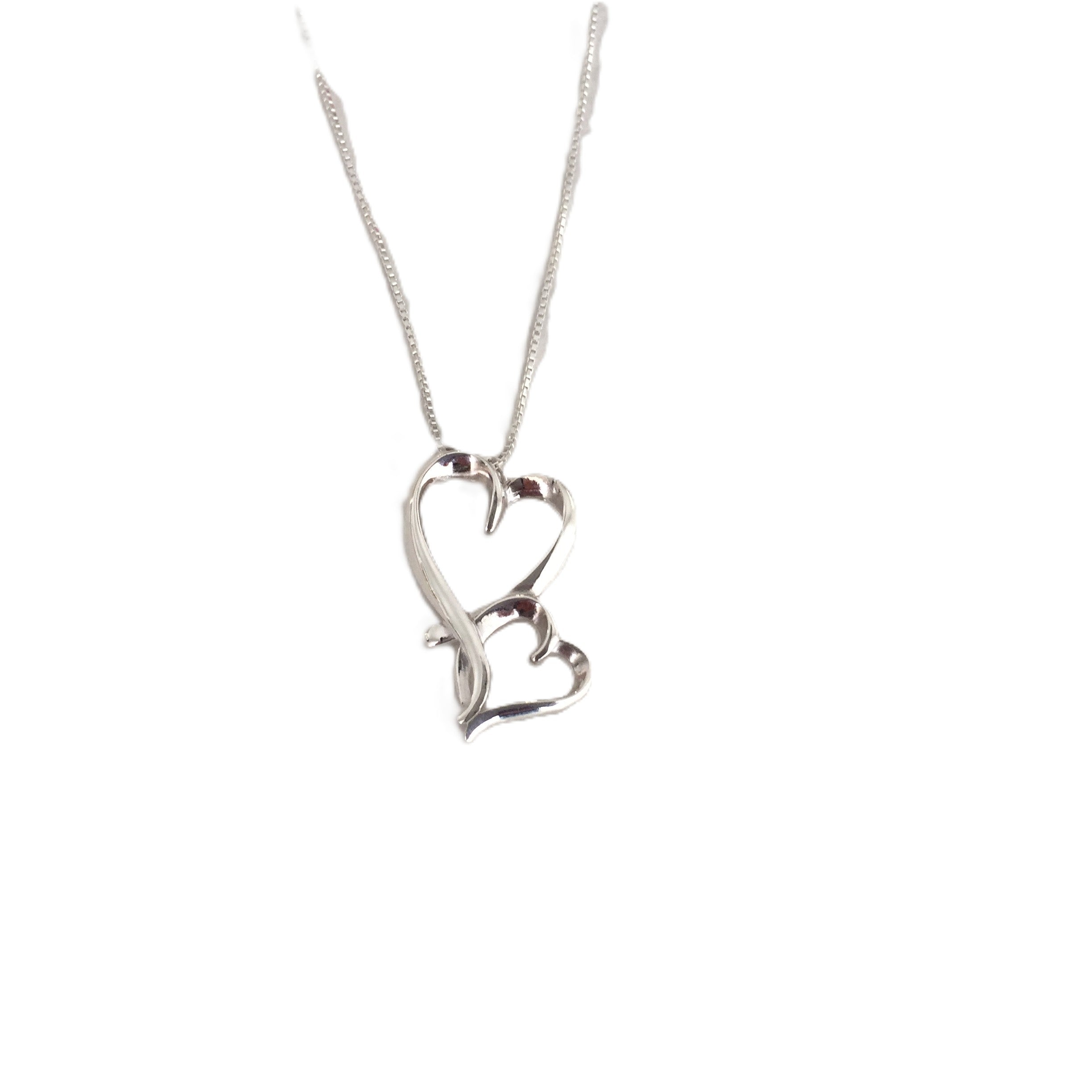 Sterling Silver Twin Heart Pendant Necklace