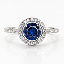 Classic Sapphire Halo Ring - Sterling Silver