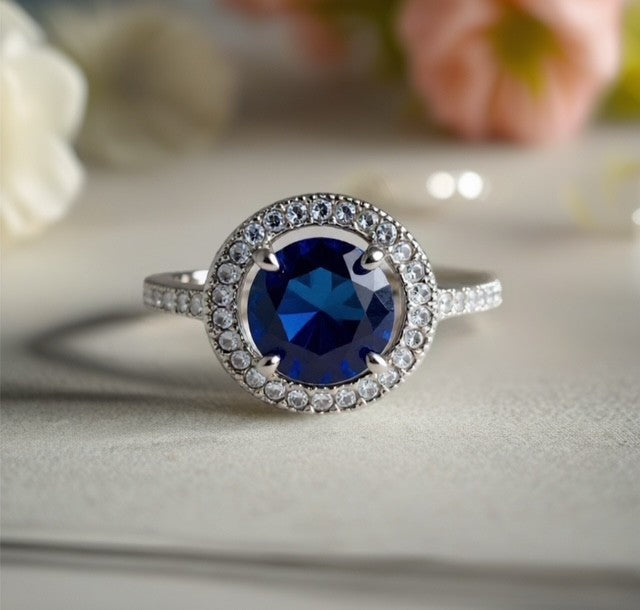 Classic Sterling Silver Saphire Ring