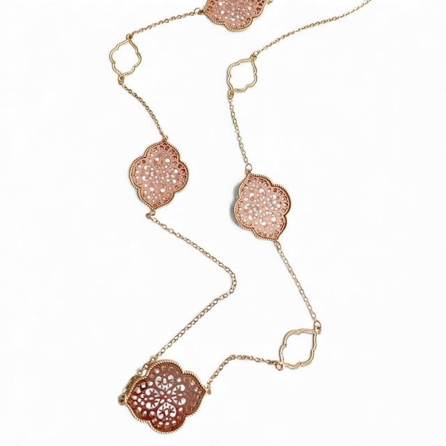 Rose Gold & Gold Filigree Sautoir Necklace