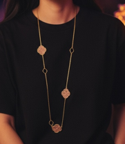 Rose Gold & Gold Filigree Sautoir Necklace