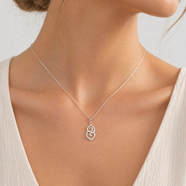 Crystal Scroll Pendant - Sterling Silver