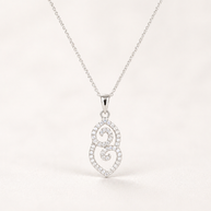 Crystal Scroll Pendant - Sterling Silver