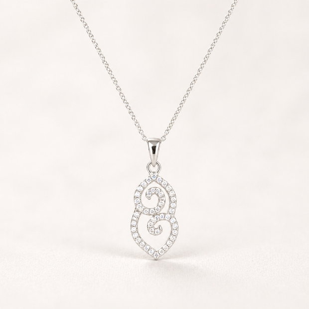 Crystal Scroll Pendant - Sterling Silver