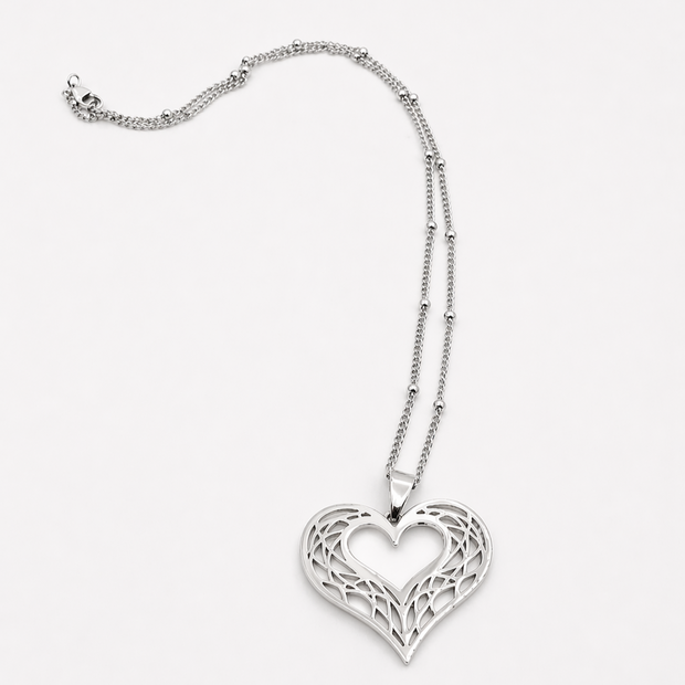 Elysian Filigree Heart Pendant – Silver  Necklace