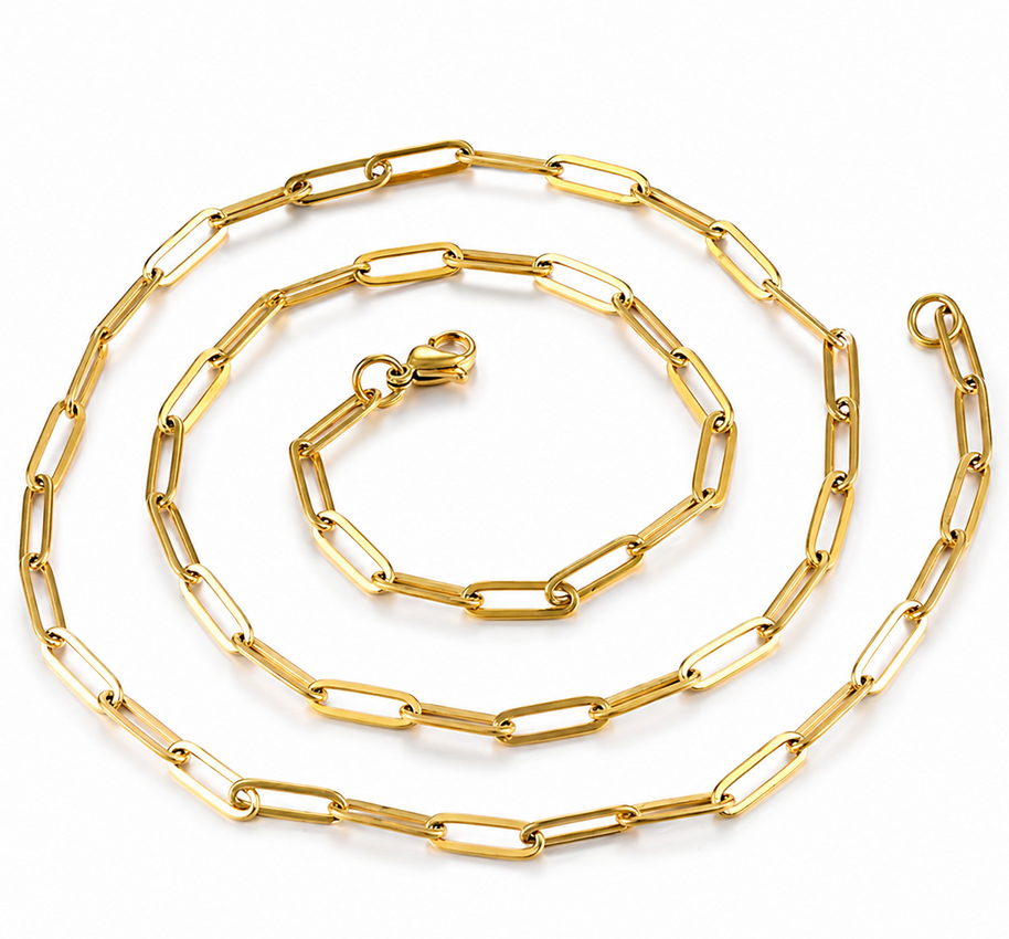 Elise Paper Clip Necklace - 18k Gold Plated Stainless Steel