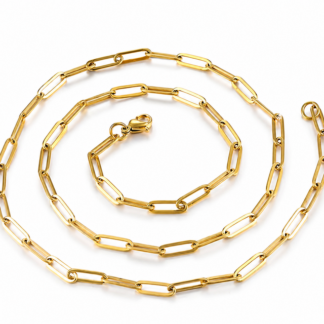 Elise Paper Clip Necklace - 18k Gold Plated Stainless Steel