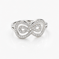 Crystal Set Infinity Ring - Sterling Silver