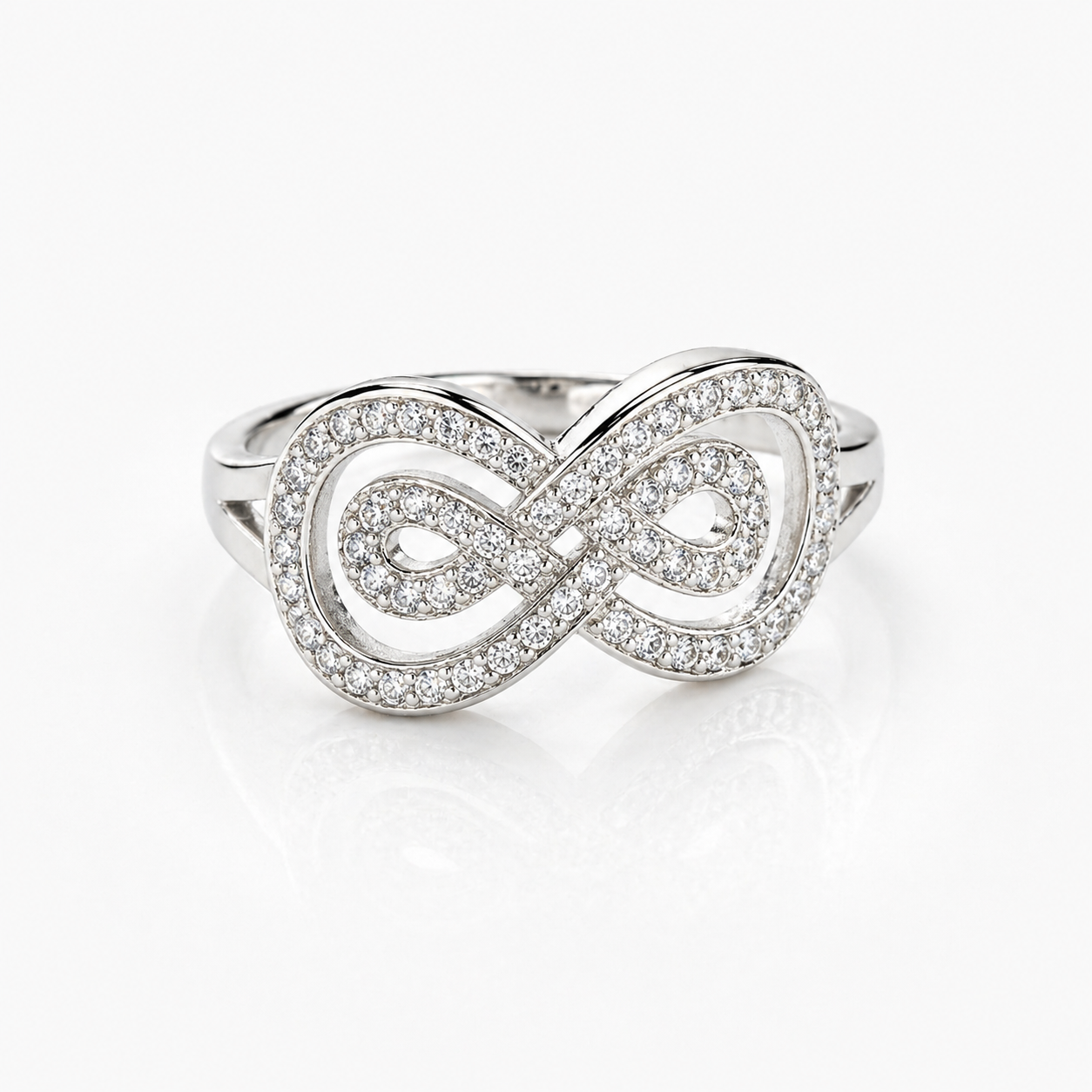 Crystal Set Infinity Ring - Sterling Silver