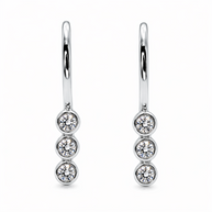 Elara 925 Sterling Silver Triple CZ Drop Earrings