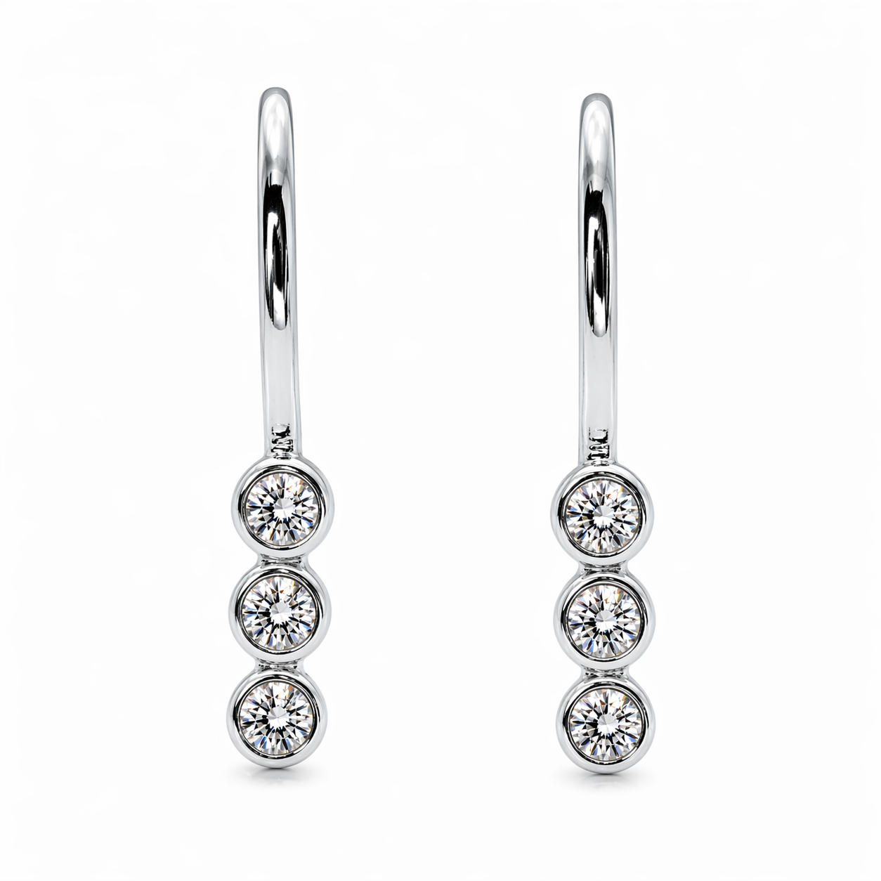 Elara 925 Sterling Silver Triple CZ Drop Earrings