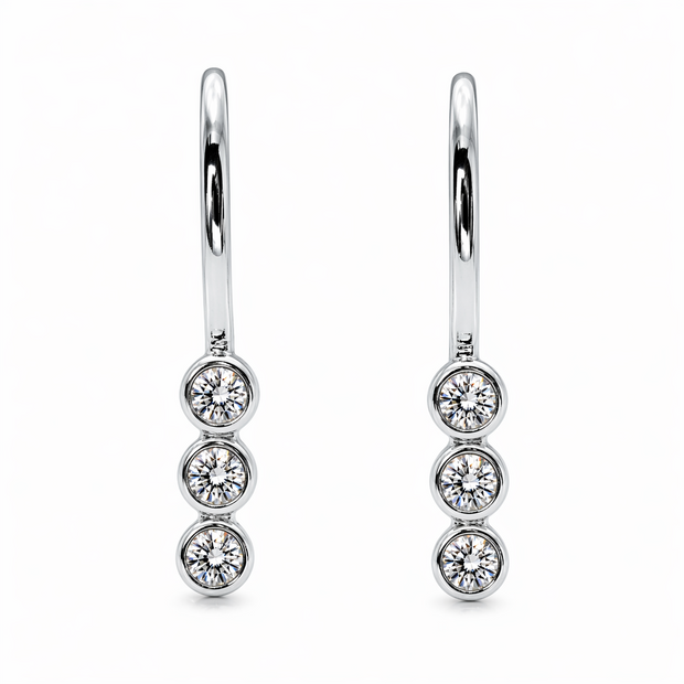 Elara 925 Sterling Silver Triple CZ Drop Earrings
