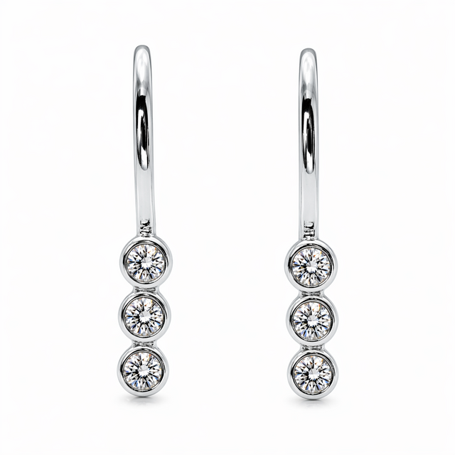 Elara 925 Sterling Silver Triple CZ Drop Earrings