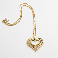 Elysian Filigree Heart Pendant – 18K Gold Plated Stainless Steel Necklace