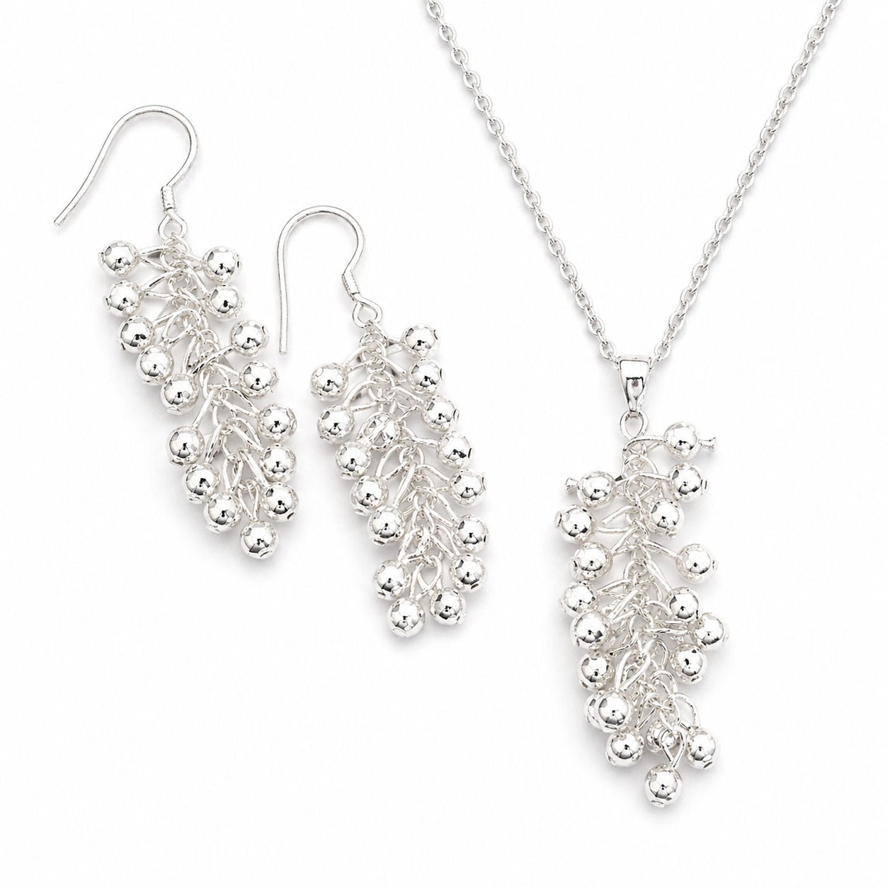 Vinea Necklace & Earring Set - Sterling Silver