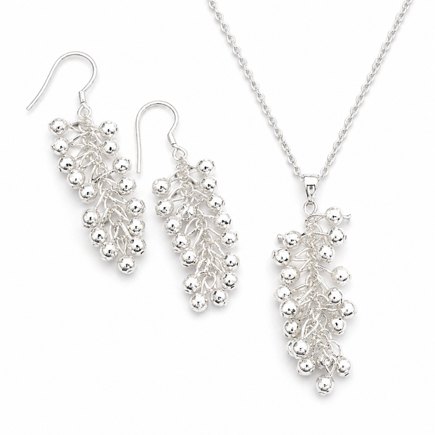 Vinea Necklace & Earring Set - Sterling Silver