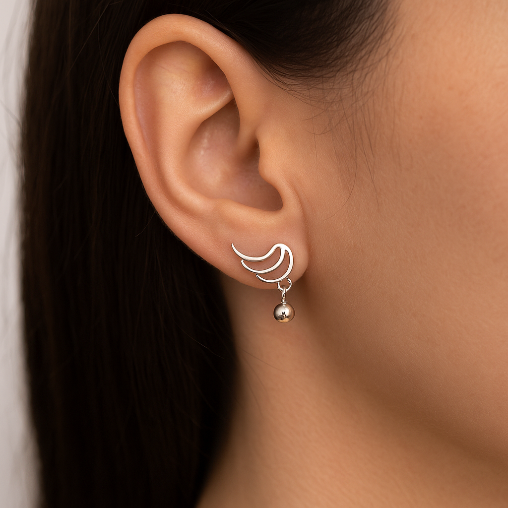 Sterling Silver Wing Stud Earrings