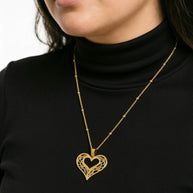 Elysian Filigree Heart Pendant – 18K Gold Plated Stainless Steel Necklace