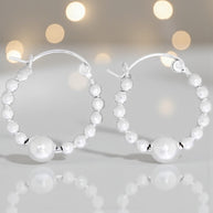 Sterling Silver Ball design Hoop Earrings