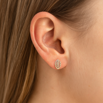 Sterling Silver Leaf Studs
