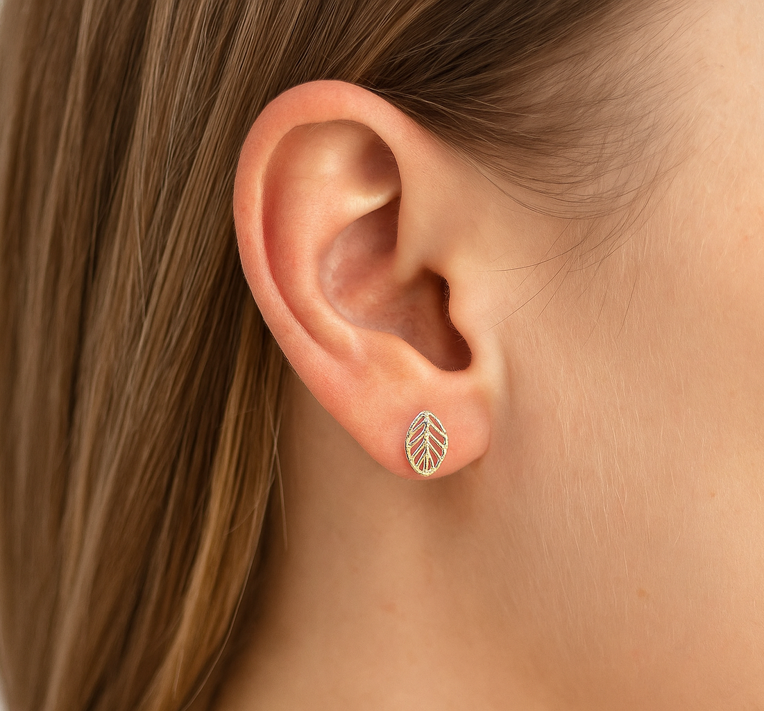 Sterling Silver Leaf Studs