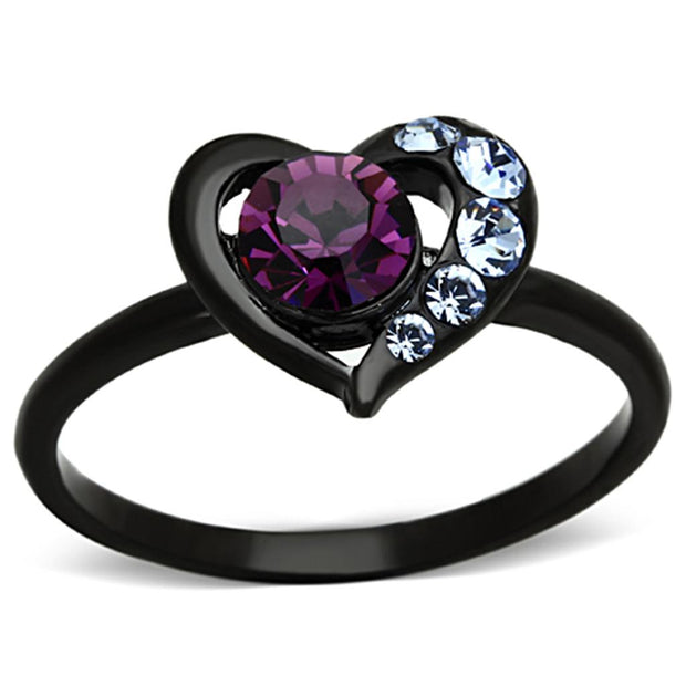Vera - Black Heart crystal ring