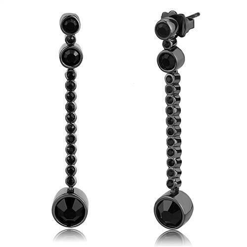 Leah Black crystal drop earring - Ion Plated Stainless steel